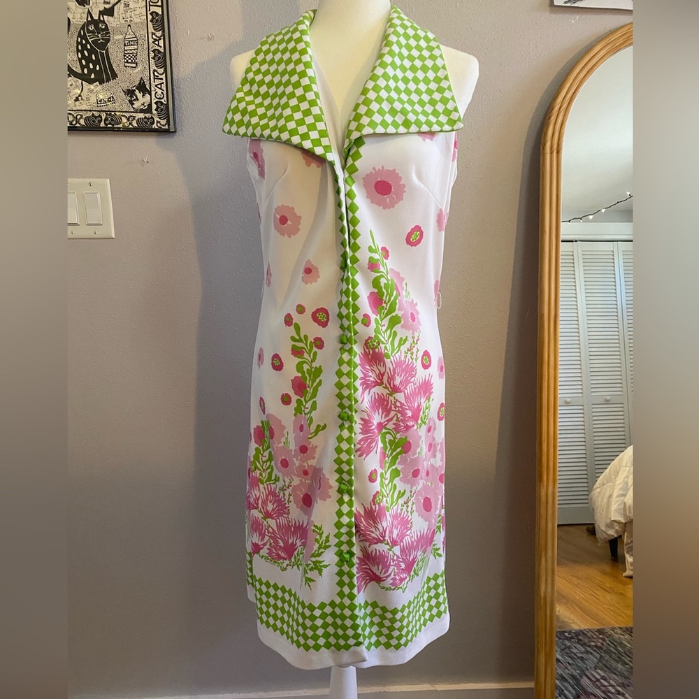 Colorful floral button up dress